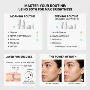 Alpha Arbutin vs Kojic Acid skincare routine for optimal results