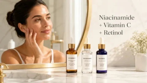Benefits of using niacinamide vitamin C and retinol together for skin brightening, barrier support, and anti-aging.